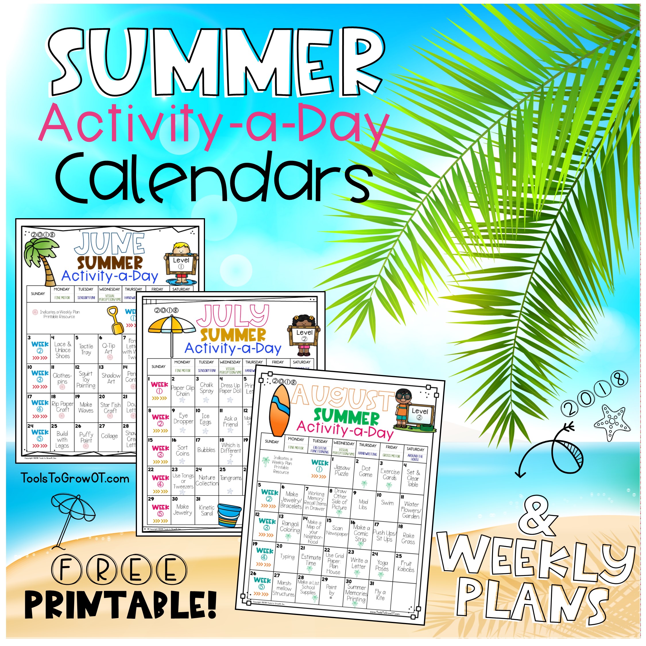 Summer Packet and FREE Activity-a-Day Calendar 2018